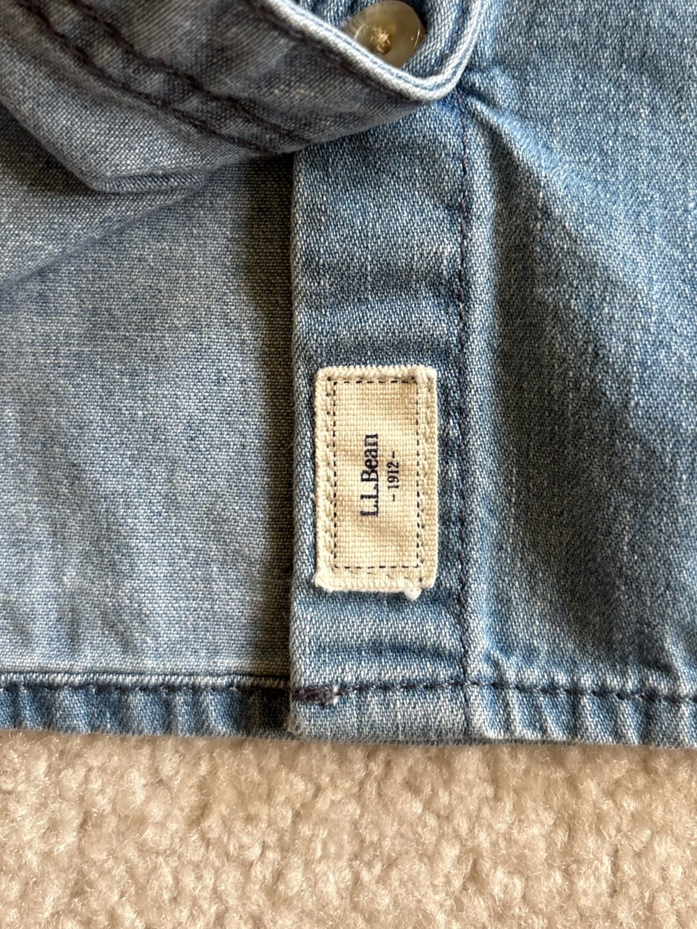 Women's L.L. Bean Heritage Washed Denim Shirt, Long-Sleeve Size L - Picture 9 of 14